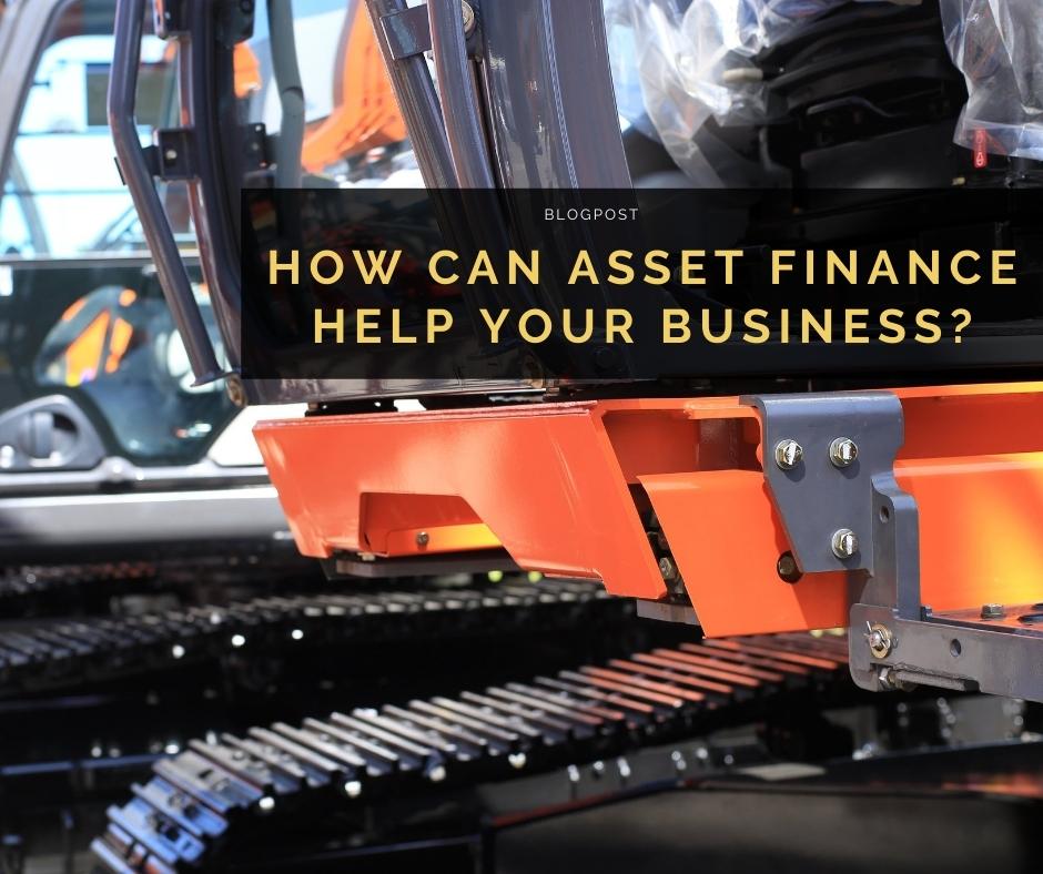 Close-up of orange machinery with the blog post title "How Can Asset Finance Help Your Business" overlaid